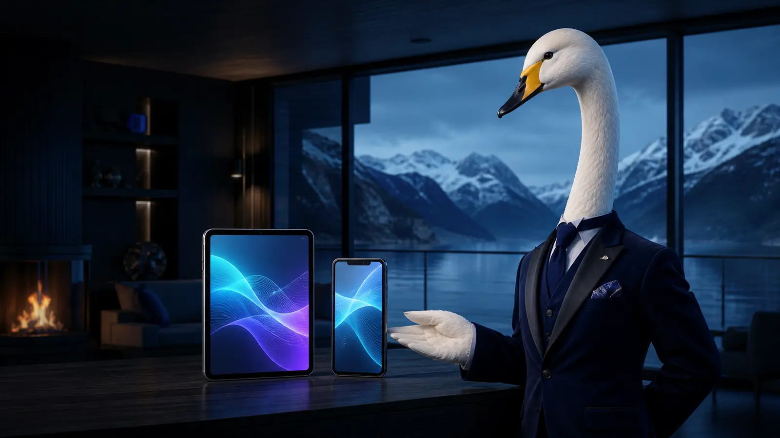 Sangsvane presenterer Bizzo Casino-appen på mobil og nettbrett