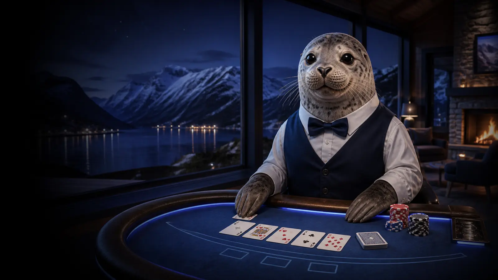 Steinkobbe ved live-dealerbord hos Bizzo Casino